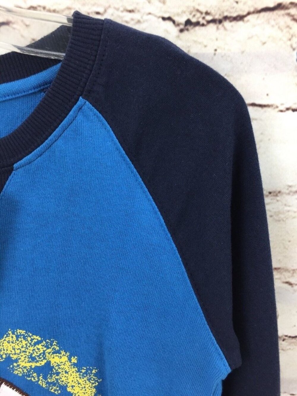 CR Rugged Boys Size 7 Blue & Yellow Football Applique Long Sleeve Raglan Shirt - Picture 4 of 7